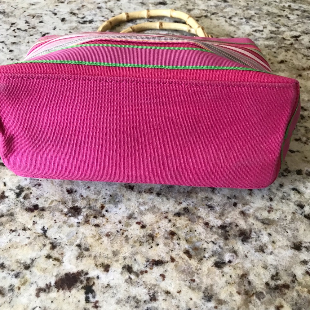 NWOT Tianni Striped Beach Canvas Purse Bag Bamboo Handles Gold Toned Hardware - Picture 4 of 10